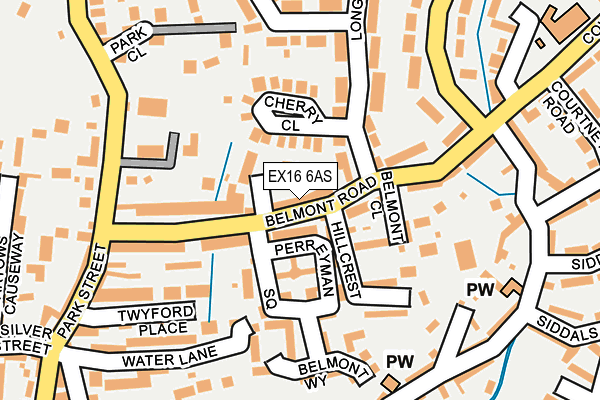 EX16 6AS map - OS OpenMap – Local (Ordnance Survey)