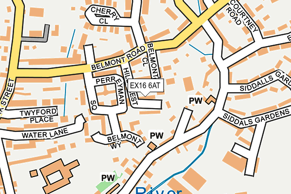 EX16 6AT map - OS OpenMap – Local (Ordnance Survey)