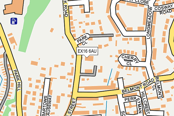 EX16 6AU map - OS OpenMap – Local (Ordnance Survey)