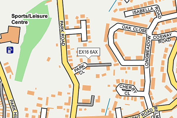 EX16 6AX map - OS OpenMap – Local (Ordnance Survey)