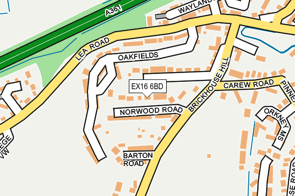 EX16 6BD map - OS OpenMap – Local (Ordnance Survey)