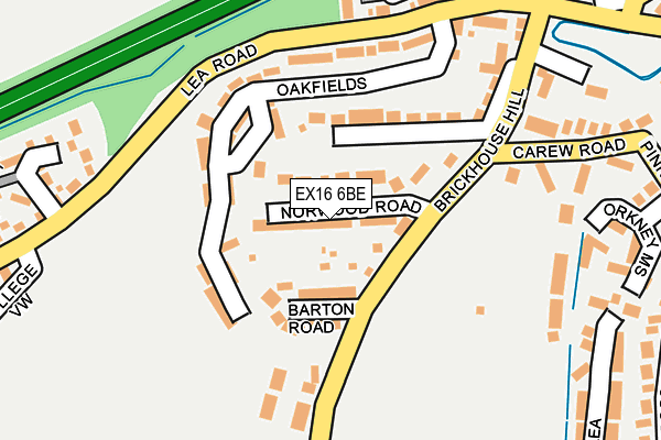 EX16 6BE map - OS OpenMap – Local (Ordnance Survey)