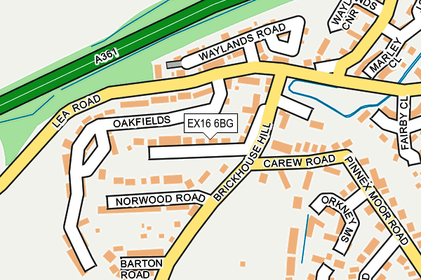 EX16 6BG map - OS OpenMap – Local (Ordnance Survey)