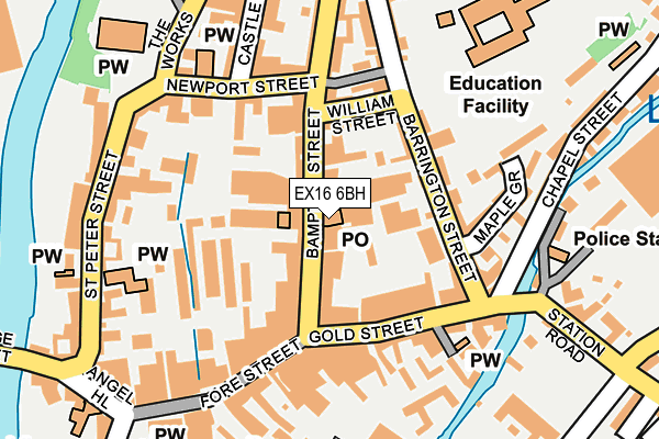 EX16 6BH map - OS OpenMap – Local (Ordnance Survey)