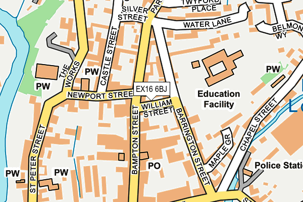 EX16 6BJ map - OS OpenMap – Local (Ordnance Survey)