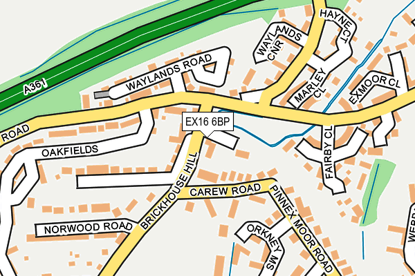 EX16 6BP map - OS OpenMap – Local (Ordnance Survey)