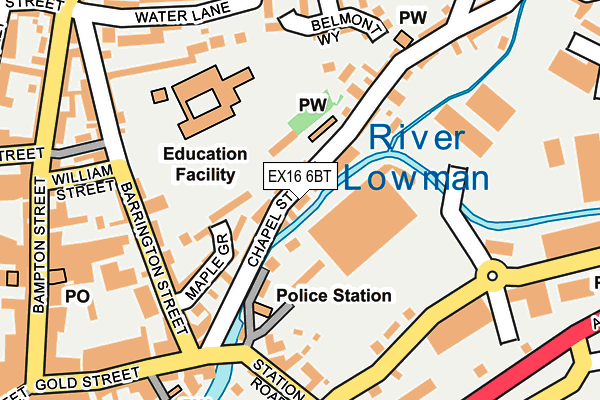 EX16 6BT map - OS OpenMap – Local (Ordnance Survey)