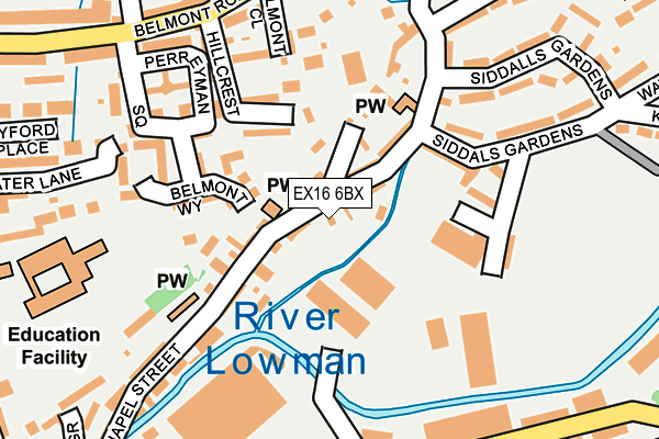 EX16 6BX map - OS OpenMap – Local (Ordnance Survey)