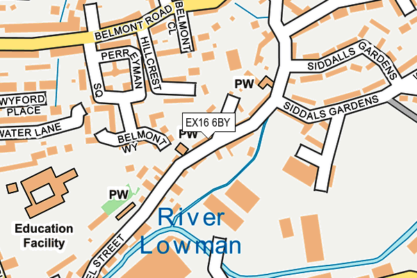 EX16 6BY map - OS OpenMap – Local (Ordnance Survey)