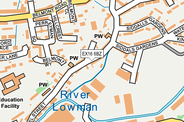 EX16 6BZ map - OS OpenMap – Local (Ordnance Survey)