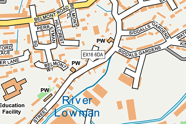 EX16 6DA map - OS OpenMap – Local (Ordnance Survey)