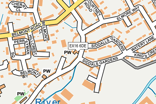 EX16 6DE map - OS OpenMap – Local (Ordnance Survey)