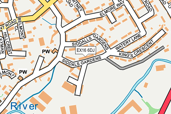 EX16 6DJ map - OS OpenMap – Local (Ordnance Survey)