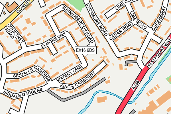 EX16 6DS map - OS OpenMap – Local (Ordnance Survey)