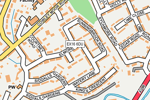 EX16 6DU map - OS OpenMap – Local (Ordnance Survey)