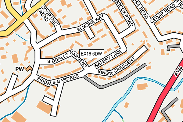 EX16 6DW map - OS OpenMap – Local (Ordnance Survey)