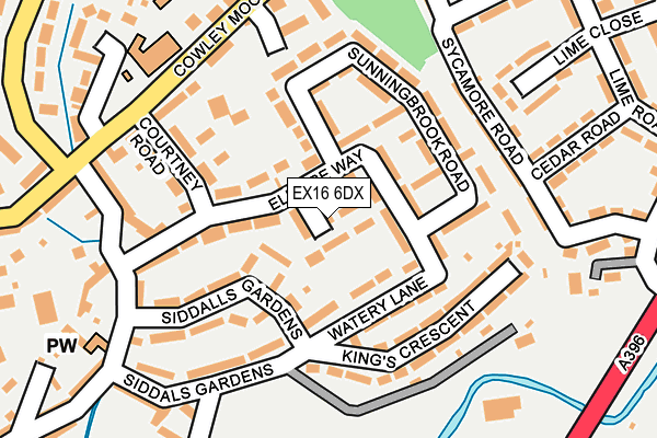 EX16 6DX map - OS OpenMap – Local (Ordnance Survey)