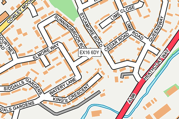 EX16 6DY map - OS OpenMap – Local (Ordnance Survey)