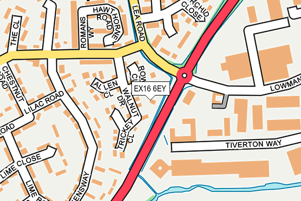 EX16 6EY map - OS OpenMap – Local (Ordnance Survey)