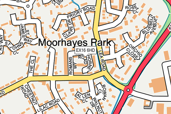 EX16 6HD map - OS OpenMap – Local (Ordnance Survey)