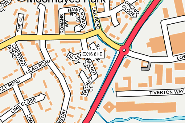 EX16 6HE map - OS OpenMap – Local (Ordnance Survey)