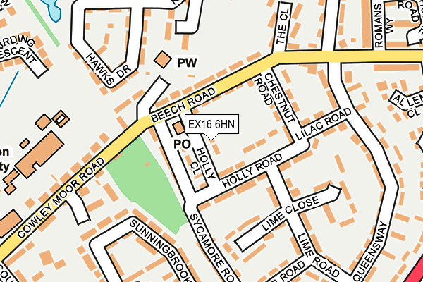 EX16 6HN map - OS OpenMap – Local (Ordnance Survey)