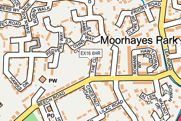 EX16 6HR map - OS OpenMap – Local (Ordnance Survey)