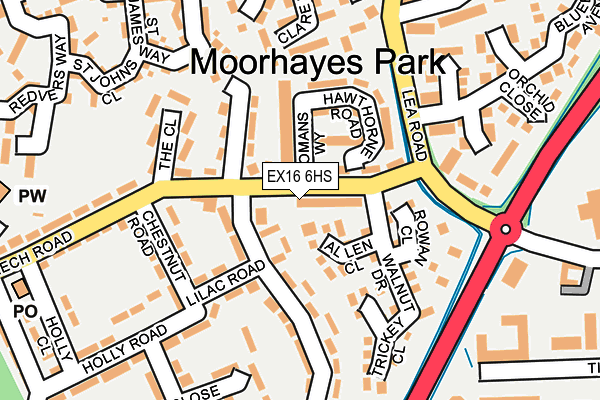 EX16 6HS map - OS OpenMap – Local (Ordnance Survey)