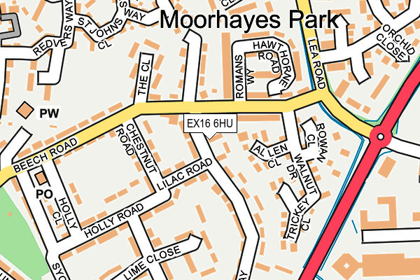 EX16 6HU map - OS OpenMap – Local (Ordnance Survey)