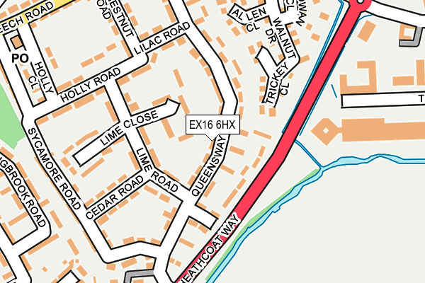 EX16 6HX map - OS OpenMap – Local (Ordnance Survey)