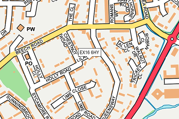 EX16 6HY map - OS OpenMap – Local (Ordnance Survey)