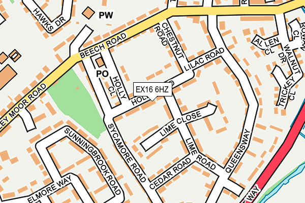 EX16 6HZ map - OS OpenMap – Local (Ordnance Survey)