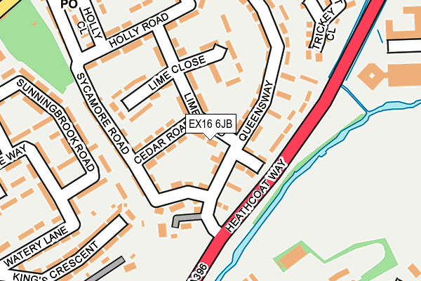 EX16 6JB map - OS OpenMap – Local (Ordnance Survey)