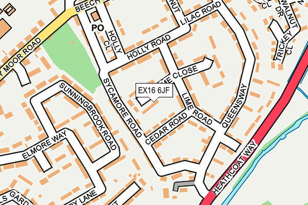 EX16 6JF map - OS OpenMap – Local (Ordnance Survey)