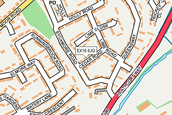 EX16 6JG map - OS OpenMap – Local (Ordnance Survey)