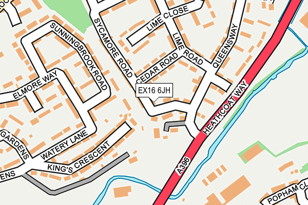 EX16 6JH map - OS OpenMap – Local (Ordnance Survey)