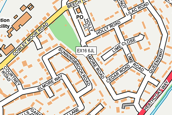 EX16 6JL map - OS OpenMap – Local (Ordnance Survey)