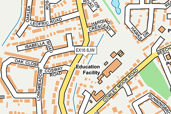 EX16 6JW map - OS OpenMap – Local (Ordnance Survey)