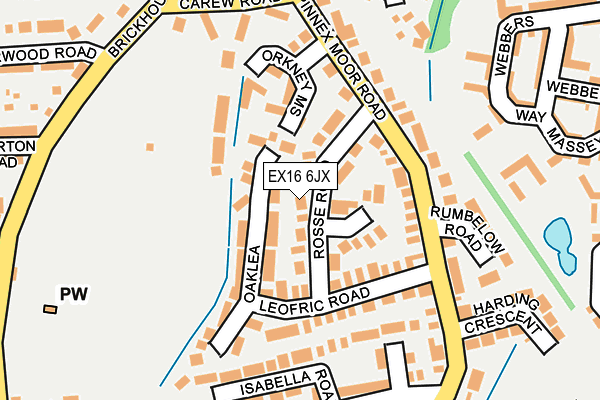 EX16 6JX map - OS OpenMap – Local (Ordnance Survey)