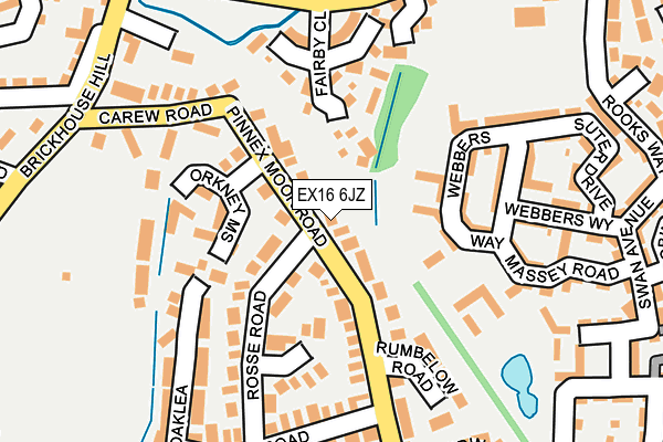 EX16 6JZ map - OS OpenMap – Local (Ordnance Survey)