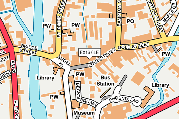 EX16 6LE map - OS OpenMap – Local (Ordnance Survey)