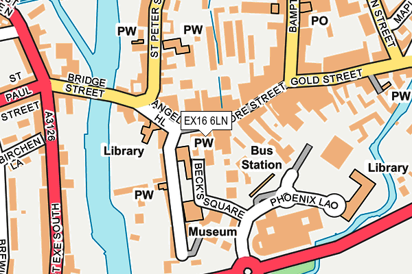 EX16 6LN map - OS OpenMap – Local (Ordnance Survey)
