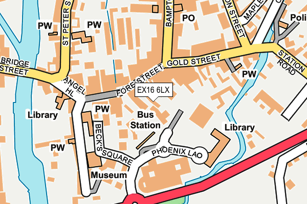 EX16 6LX map - OS OpenMap – Local (Ordnance Survey)