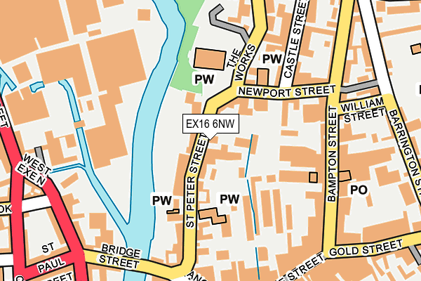 EX16 6NW map - OS OpenMap – Local (Ordnance Survey)
