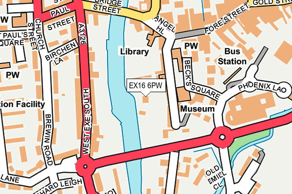 EX16 6PW map - OS OpenMap – Local (Ordnance Survey)