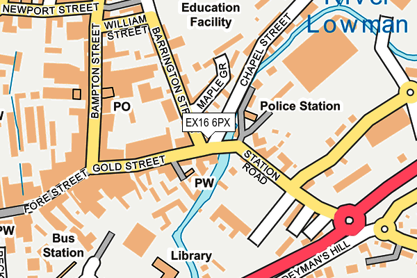 EX16 6PX map - OS OpenMap – Local (Ordnance Survey)