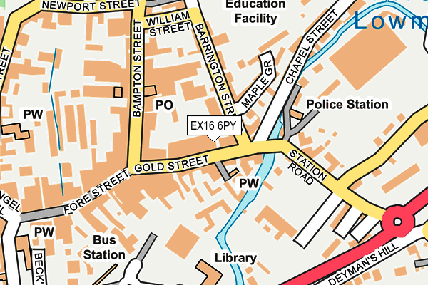 EX16 6PY map - OS OpenMap – Local (Ordnance Survey)
