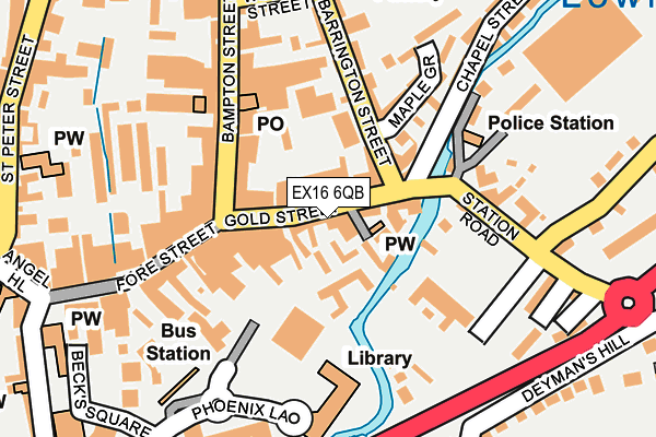 EX16 6QB map - OS OpenMap – Local (Ordnance Survey)
