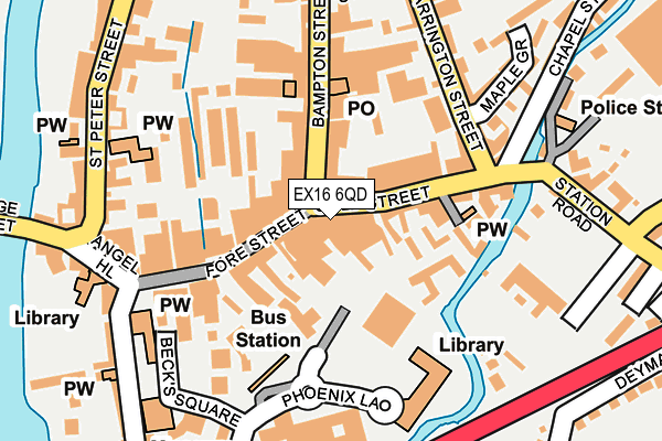 EX16 6QD map - OS OpenMap – Local (Ordnance Survey)