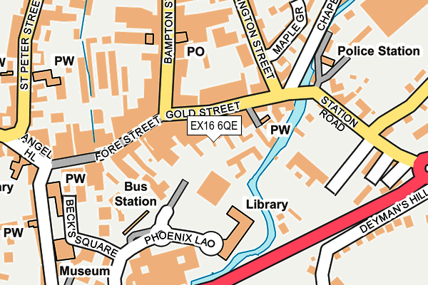 EX16 6QE map - OS OpenMap – Local (Ordnance Survey)